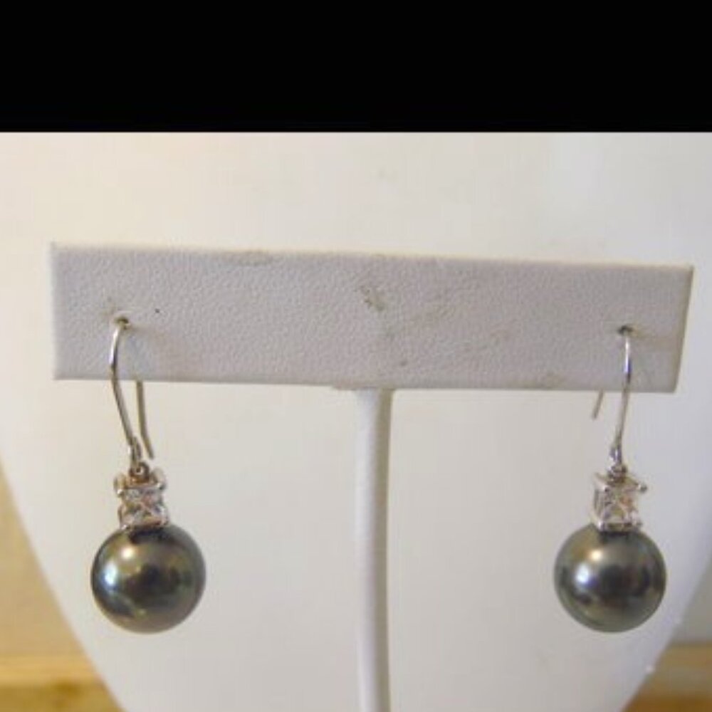 Pearlfection Black Faux South Sea Pierced Drop Earrings